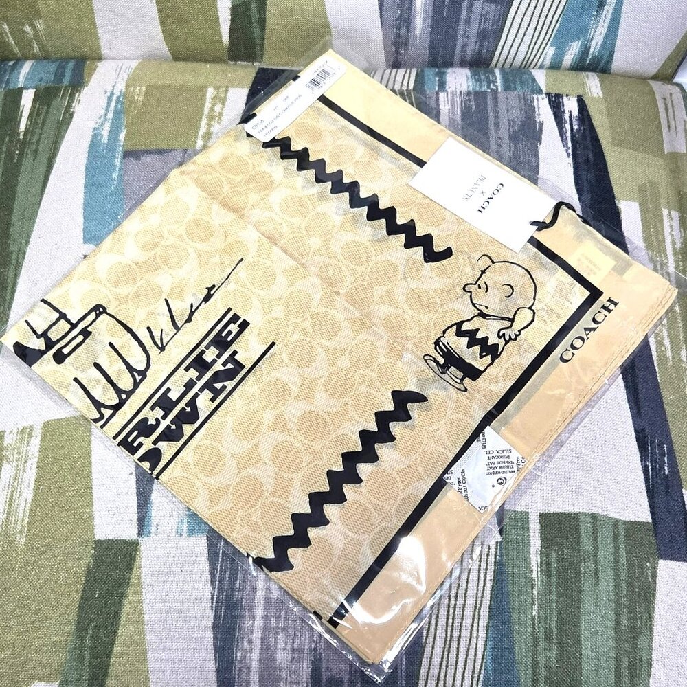Coach x Peanuts Signature Charlie Brown Print Bandana In Hay Black Iconic